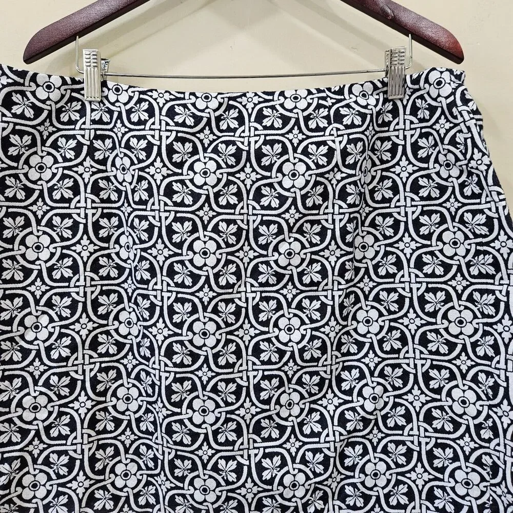 Talbots Womens Geometric Pencil Skirt Blue White Business Career Work Dressy